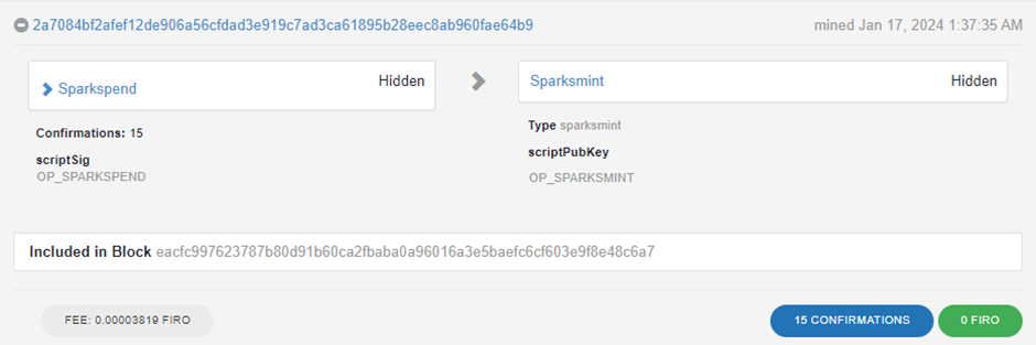 Spark transaction example on explorer